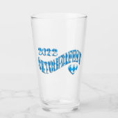 バイエルン国旗の色のロゴオクトーバーフェスト2022 タンブラーグラス (正面)