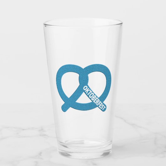 バイエルン国旗の色プレッツェルブレゼルオクトーバーフェスト タンブラーグラス (正面)