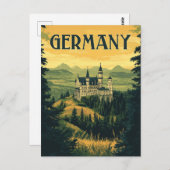 バイエルン旅行お土産 – ドイツのヴィンテージ城 ポストカード (正面/裏面)
