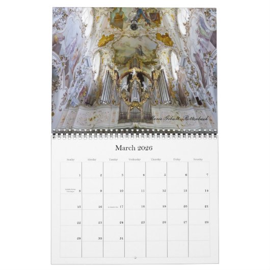 バイエルン暦の教会の機関 カレンダー (3月 2026)