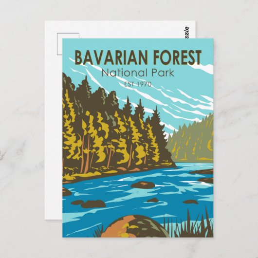バイエルン森林国立公園ドイツヴィンテージ ポストカード (正面/裏面)