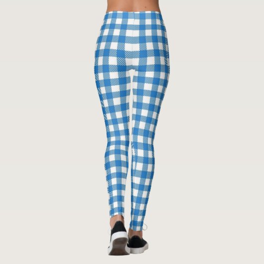 バイエルン青の白いチェック模様のレギンス レギンス (裏面)