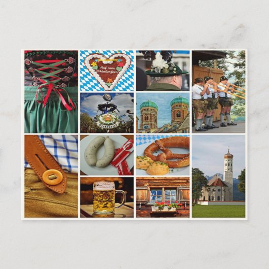バイエルン，オクトーバーフェスト，ミュンヘン，バイエルンコラージュ ポストカード (正面)