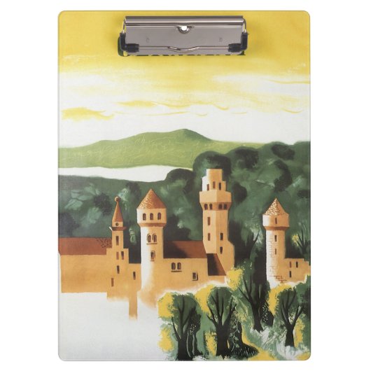 バイエルン,ドイツ,ドイツの城ヴィンテージ旅行アート クリップボード (正面)