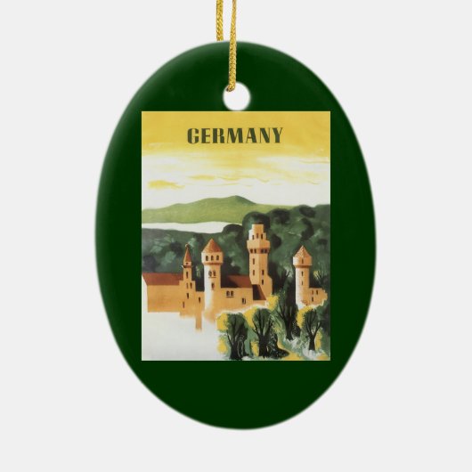 バイエルン,ドイツ,ドイツの城ヴィンテージ旅行アート セラミックオーナメント (裏面)
