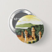 バイエルン，ドイツ，ドイツの城ヴィンテージ旅行アート 缶バッジ (正面&裏面)