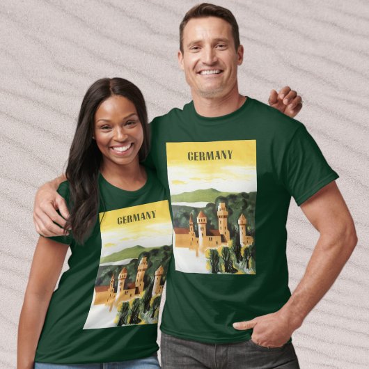 バイエルン，ドイツ，ドイツの城ヴィンテージ旅行アート Tシャツ