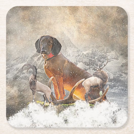 バイエルン・マウンテン・ハウンド・アート スクエアペーパーコースター (正面)