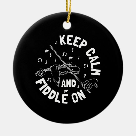 バイオおもしろいリンバイオリン奏者 セラミックオーナメント (正面)