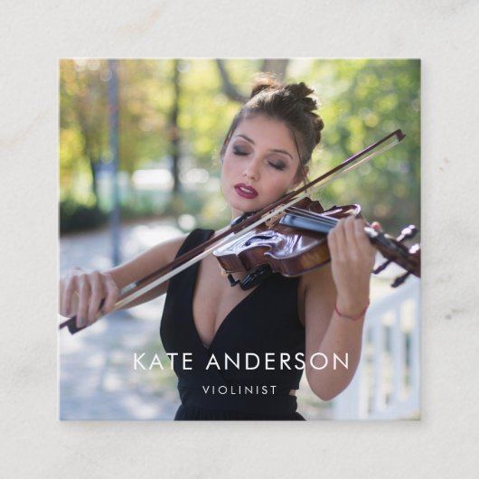バイオエレガントリンモダングミュージシャン写真 スクエア名刺 (正面)