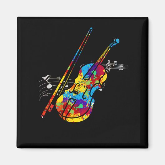 バイオカラフルリンプレイヤー弦楽器ミュージシャン マグネット (正面)