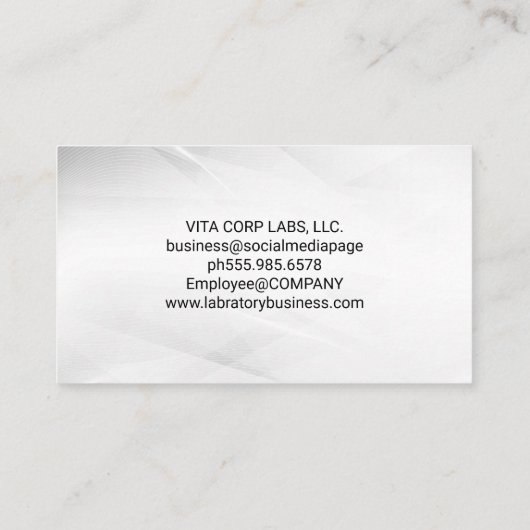 バイオテクノロジーのロゴ | 研究室で研究する科学者 名刺 (裏面)