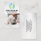 バイオテクノロジーのロゴ | 研究室で研究する科学者 名刺 (正面/裏面)