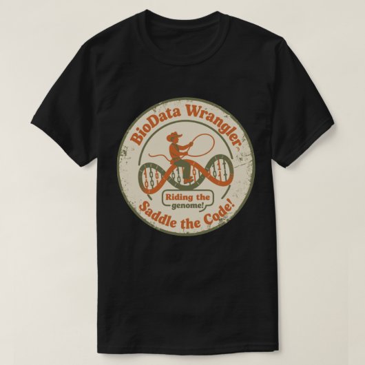 バイオデータ・ラングラー ゲノムのマスター Tシャツ (デザイン正面)