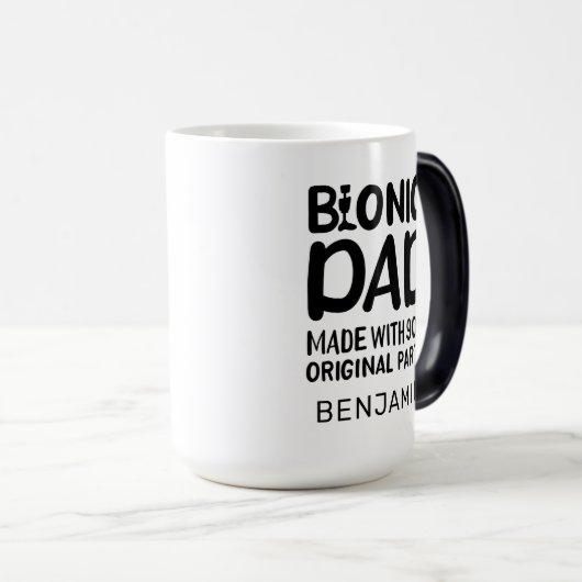 バイオニックパパ膝置換お祝い モーフィングマグカップ (正面右)