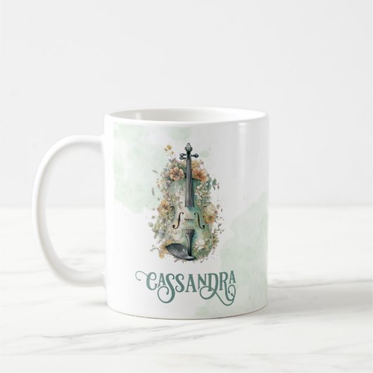 バイオパーソナライズされたリンエレガントウォーター色 コーヒーマグカップ (左)