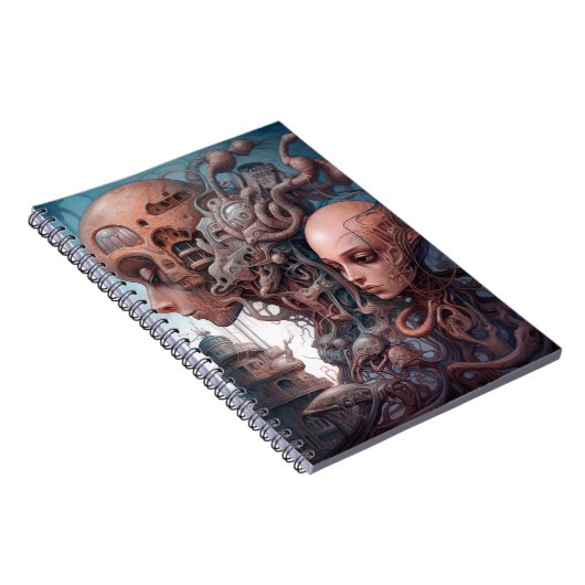 バイオメカニカル頭部超現実的Sci-Fiアート ノートブック (右側)