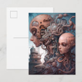 バイオメカニカル頭部超現実的Sci-Fiアート ポストカード (正面/裏面)