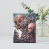 バイオメカニカル頭部超現実的Sci-Fiアート ポストカード (スタンド正面)