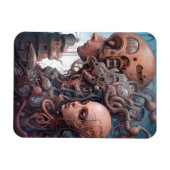 バイオメカニカル頭部超現実的Sci-Fiアート マグネット (横)