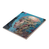 バイオメカニカル頭部Surreal Sci-Fiアート タイル (側面)