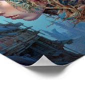 バイオメカニカル頭部Surreal Sci-Fiアート ポスター (角)