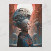 バイオメカニカル頭部Surreal Sci-Fiアート ポストカード (正面)