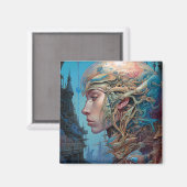 バイオメカニカル頭部Surreal Sci-Fiアート マグネット (正面/裏面)