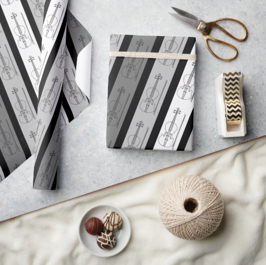 バイオモダンリンカッコいいパターストライプのンレトロシックグレー ラッピングペーパー (クラフト)