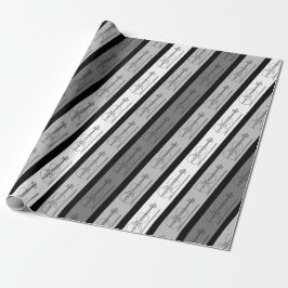 バイオモダンリンカッコいいパターストライプのンレトロシックグレー ラッピングペーパー