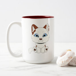 バイオラ・スノー・ドッグ かわいいキャラクター ペットギフト 犬用 ツートーンマグカップ