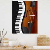 バイオリオンポスター付き縁どピアノキーボード波形 ポスター (キッチン)