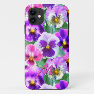 バイオリッカラフルトパンシーフラワーモノグラム iPhone 11 ケース