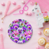 バイオリッカラフルトパンジー花柄 ペーパープレート (パーティー)