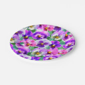 バイオリッカラフルトパンジー花柄 ペーパープレート (アングル)