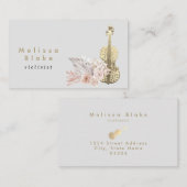 バイオリニストのパンパスグラスの淡い灰色の背景 名刺 (正面/裏面)