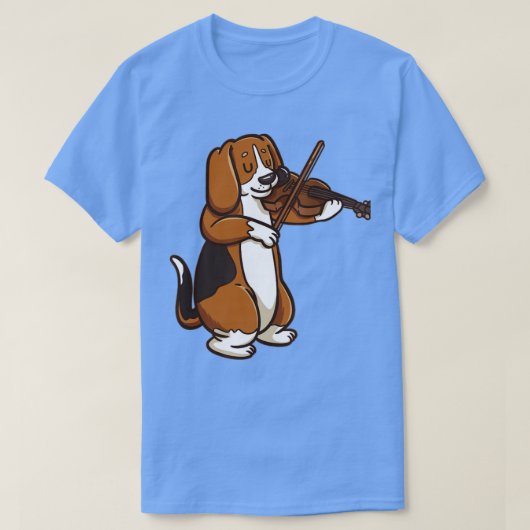 バイオリニストのビーグル犬バイオリン奏者 Tシャツ (デザイン正面)