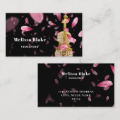 バイオリニストのピンクのローズ花びら名刺 名刺 (正面/裏面)