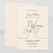 バイオリニストの美術誕生日 招待状 (正面/裏面)