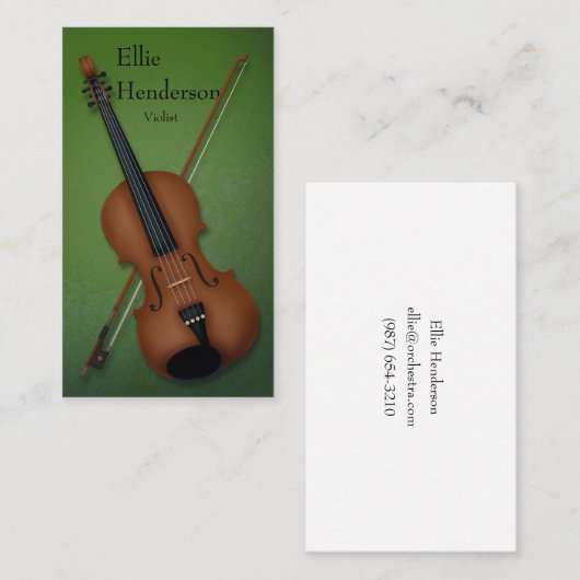 バイオリニストの魅惑の森の緑 名刺 (正面/裏面)