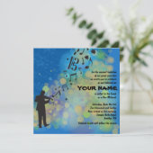 バイオリニストヴァイオリン音楽バー（ユダヤ教の）バル・ミツバー招待状 招待状 (スタンド正面)