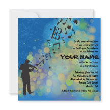 バイオリニストヴァイオリン音楽バー（ユダヤ教の）バル・ミツバー招待状