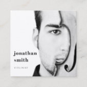 バイオリニスト写真プロフェッショナルミュージシャン ミニマル スクエア名刺 (正面)