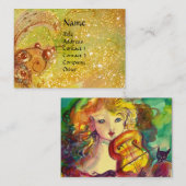 バイオリニスト女子バイオリンと猫・魔法金ゴールド蝶 名刺 (正面/裏面)