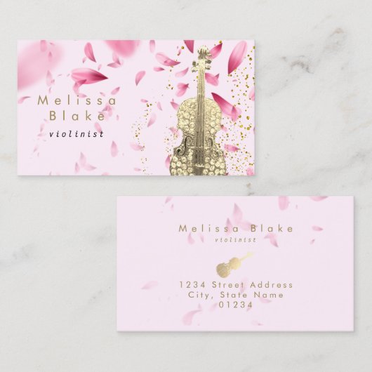 バイオリニスト花びら名刺 名刺 (正面/裏面)