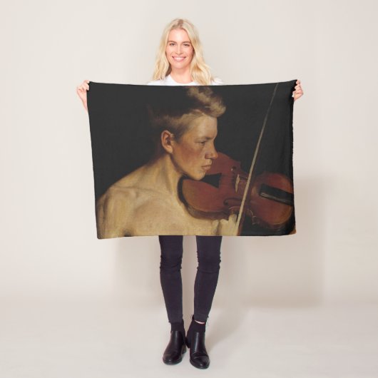 バイオリニスト(男性ミュージシャン) (Pekka Halonen) フリースブランケット (インサイチュ)