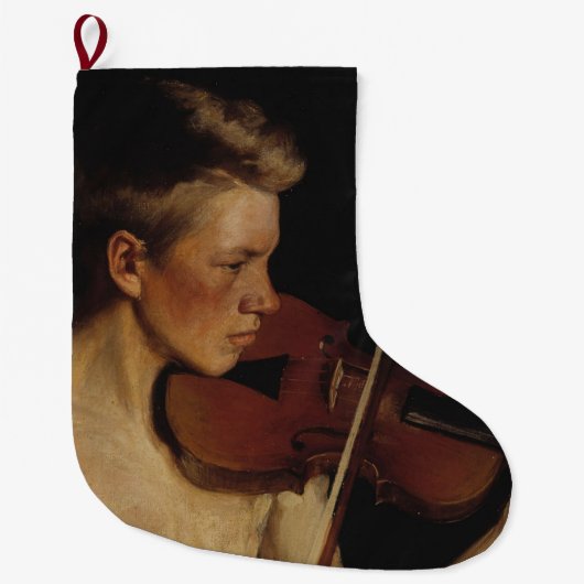 バイオリニスト(男性ミュージシャン) (Pekka Halonen) ラージクリスマスストッキング (正面)