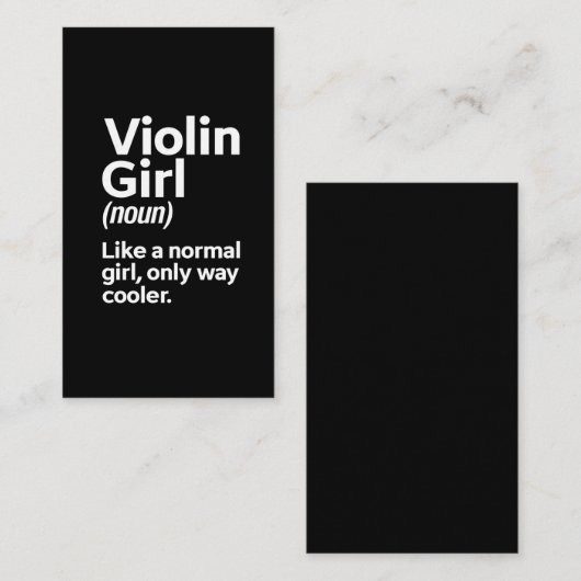 バイオリンおもしろいガールミュージック楽器ミュージシャン 名刺 (正面/裏面)