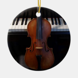 バイオリンおよびキーボードの休日のオーナメント セラミックオーナメント
