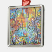 バイオリンおよび花のクリスマスのオーナメント メタルオーナメント (左)